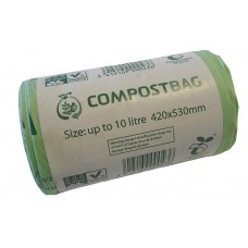 100 x 10 Litre Tie-Top CompostBag Compostable Food Waste Caddy Bin Liner - EN13432 - 10L